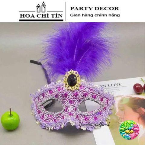 Mặt Nạ Hóa Trang Dự Tiệc Lông Vũ Ngọc - Phụ Kiện Thời Trang Halloween Độc Đáo Cho Nam Nữ, Dung Để Biểu Diễn Và Quay Video