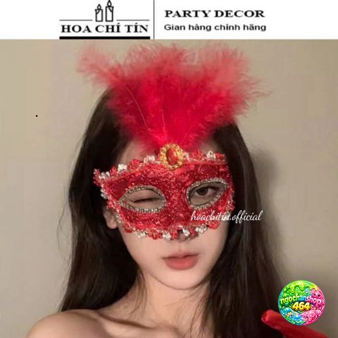 Mặt Nạ Hóa Trang Dự Tiệc Lông Vũ Ngọc - Phụ Kiện Thời Trang Halloween Độc Đáo Cho Nam Nữ, Dung Để Biểu Diễn Và Quay Video