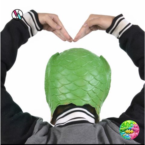 Mặt Nạ Hóa Trang Đầu Cá Chép Xanh Silicone Độc Đáo - Đạo Cụ Cosplay Cho Halloween và Tiệc Tùng