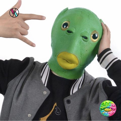 Mặt Nạ Hóa Trang Đầu Cá Chép Xanh Silicone Độc Đáo - Đạo Cụ Cosplay Cho Halloween và Tiệc Tùng