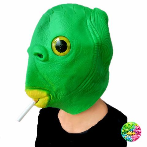 Mặt Nạ Hóa Trang Đầu Cá Chép Xanh Silicone Độc Đáo - Đạo Cụ Cosplay Cho Halloween và Tiệc Tùng
