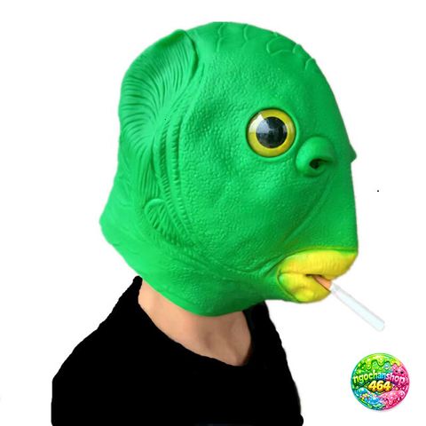 Mặt Nạ Hóa Trang Đầu Cá Chép Xanh Silicone Độc Đáo - Đạo Cụ Cosplay Cho Halloween và Tiệc Tùng