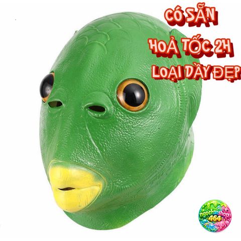 Mặt Nạ Hóa Trang Đầu Cá Chép Xanh Silicone Độc Đáo - Đạo Cụ Cosplay Cho Halloween và Tiệc Tùng