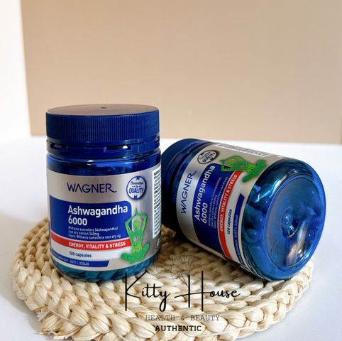Viên Uống Giảm Căng Thẳng Wagner Ashwagandha 6000 - Hỗ Trợ Giấc Ngủ và Tăng Cường Năng Lượng - 120 Viên Từ Úc