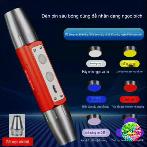 Đèn Pin Soi Sáng Đá Quý 6 Chế Độ Ánh Sáng - Phát Hiện Giả - Thiết Bị Tiện Ích Đánh Giá Chất Lượng Đá và Giấy Tờ