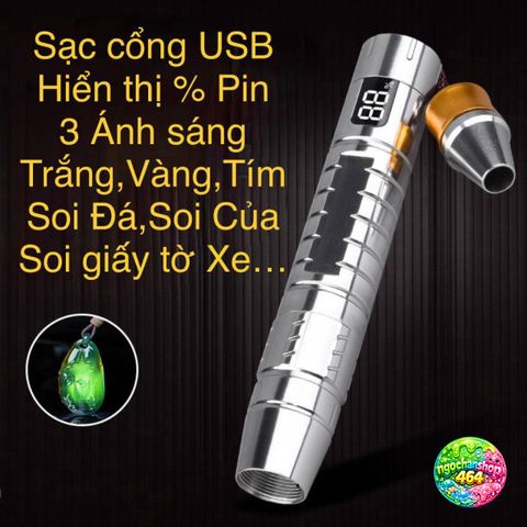 Đèn Pin Soi Đá Quy Tích Hợp Ánh Sáng Tím, Vàng, Trắng - Đèn Soi Gạch Cua, Soi Vé Số, Giấy Tờ Xe Tốt Nhất
