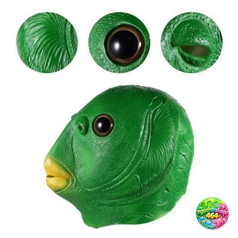 Mũ Đội Đầu Silicone Xanh Lá Cá Ngộ Nghĩnh - Trang Trí Halloween, Lễ Hội, Giáng Sinh Cho Người Lớn & Trẻ Em