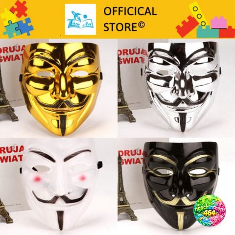 Mặt Nạ Vàng Anonymous - Phụ Kiện Cosplay Hacker Dành Cho Halloween, Hóa Trang ấn Tượng