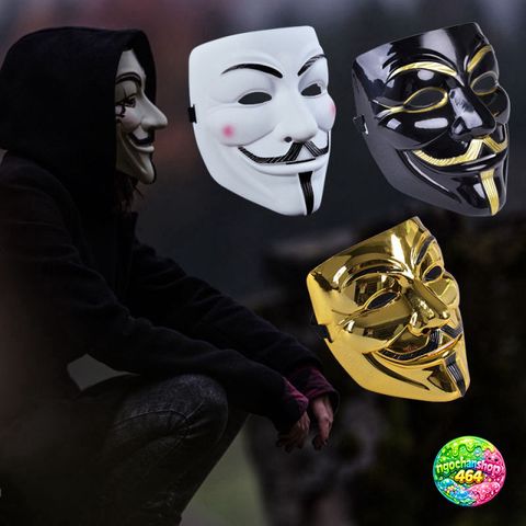 Mặt Nạ Vàng Anonymous - Phụ Kiện Cosplay Hacker Dành Cho Halloween, Hóa Trang ấn Tượng
