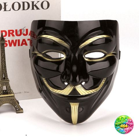 Mặt Nạ Vàng Anonymous - Phụ Kiện Cosplay Hacker Dành Cho Halloween, Hóa Trang ấn Tượng