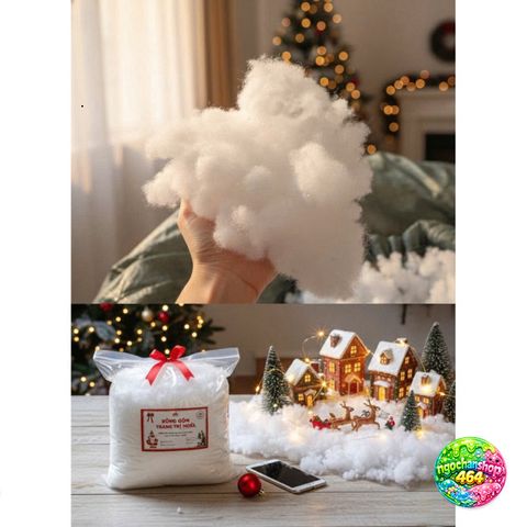 Bông Thủy Tĩnh Cao Cấp Trắng Tinh Khôi - Trang Trí Noel, Tạo Tuyết, Bộ Đệm Gối Handmade An Toàn Cho Bé và Người Lớn