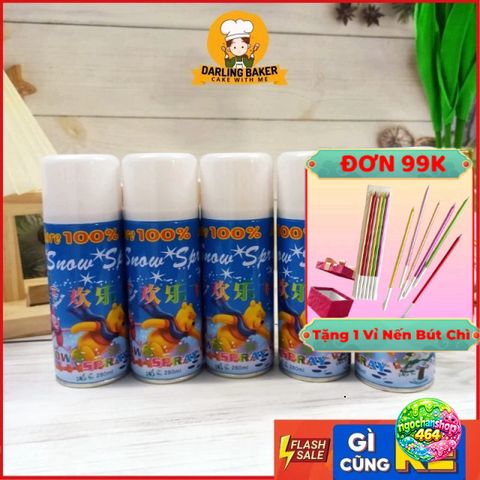 Xịt Tuyết Bọt Trắng 280ml - Phụ Kiện Trang Trí Sinh Nhật, Tiệc Cưới & Bánh Kem An Toàn, Dễ Dàng Sử Dụng