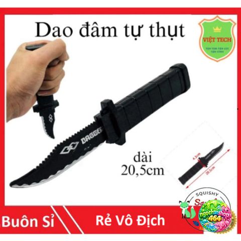 Dao Đâm Tự Thụt An Toàn - Dụng Cụ Ảo Thuật Vui Nhộn 20.5cm - Quà Tặng Troll Bạn Bè, Chất Liệu Nhựa ABS Màu Đen Bóng