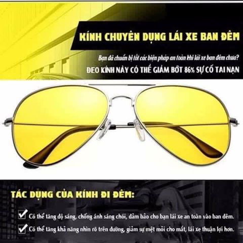 Kính Đi Đêm Chuyên Dụng Giá Rẻ - Kính Mắt Xuyên Đêm Phù Hợp Cho Người Thích Phiêu Lưu và An Toàn Khi Lái Xe Ban Đêm