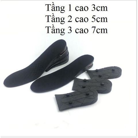 Đế lót giày tăng chiều cao màu đen (1 đôi) tự cắt 3cm-5cm-7cm - Phụ kiện thời trang tiện lợi cho bạn cao thêm tự tin hơn