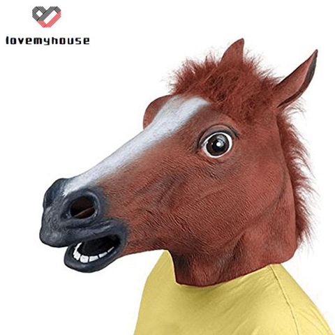 Mặt Nạ Đầu Ngựa Lông Thú Hóa Trang Halloween - Mặt Nạ Cao Su Thân Thiện Môi Trường Cho Tiệc Costume, Lễ Hội, Quà Tặng