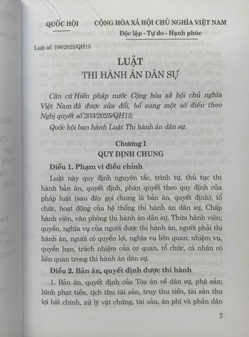 Luật Thi Hành Án Dân Sự Năm 2025 (Luật 106/2025/QH15) - Tài Liệu Pháp Luật Cần Thiết cho Luật Sư và Chấp Hành Viên