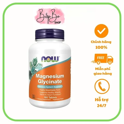 Viên Uống NOW Magnesium Glycinate 200 mg - Hỗ Trợ Thư Giãn, Giấc Ngủ Sâu, Sức Khỏe Tim Mạch - 180 Viên Bổ Sung Magie Dễ Hấp Thu