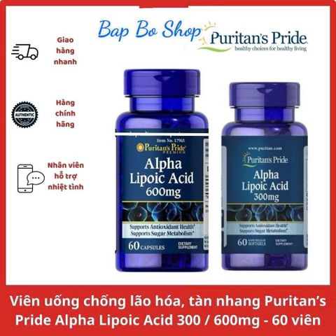 Viên uống Alpha Lipoic Acid Puritan’s Pride - Hỗ trợ trẻ hóa, làm sáng da, giảm nám, giúp trí nhớ,