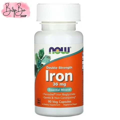 NOW Foods Iron 36mg, 18mg – Viên Uống Bổ Sung Sắt Ferrochel®, Hỗ Trợ Tạo Máu – 90 Viên 596573