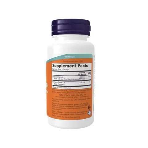 Viên Uống Kẽm NOW Zinc Glycinate 30mg – Hỗ Trợ Miễn Dịch, Giúp Da Khỏe Mạnh, Dạng Viên Nang Dễ Uống 120 Viên