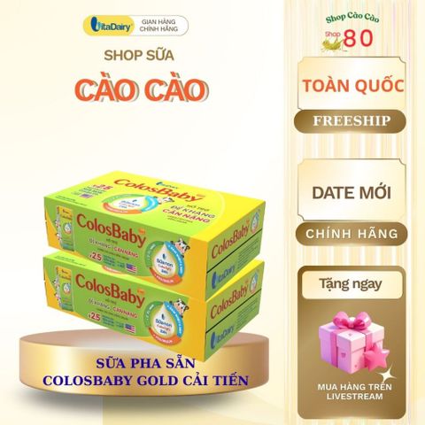 Sữa ColosBaby Gold VitaDairy - Hỗ trợ miễn dịch và tăng cân cho trẻ từ 1-3 tuổi, thùng 48 hộp x 180ml, dinh dưỡng hoàn chỉnh