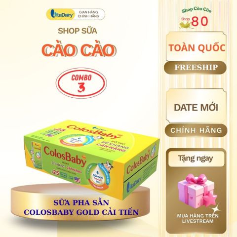 Sữa ColosBaby Gold VitaDairy - Hỗ trợ miễn dịch và tăng cân cho trẻ từ 1-3 tuổi, thùng 48 hộp x 180ml, dinh dưỡng hoàn chỉnh