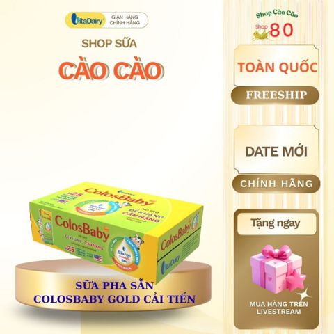Sữa ColosBaby Gold VitaDairy - Hỗ trợ miễn dịch và tăng cân cho trẻ từ 1-3 tuổi, thùng 48 hộp x 180ml, dinh dưỡng hoàn chỉnh