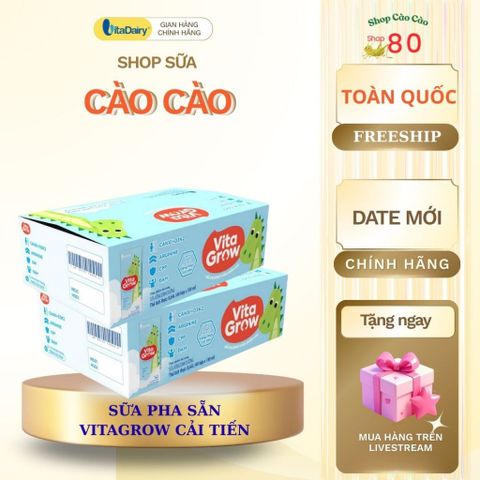 Sữa Dinh Dưỡng Vitagrow Hỗ Trợ Phát Triển Chiều Cao - Thùng 48 Hộp Cho Bé Trên 1 Tuổi, Vitamin & Khoáng Chất Thiết Yếu