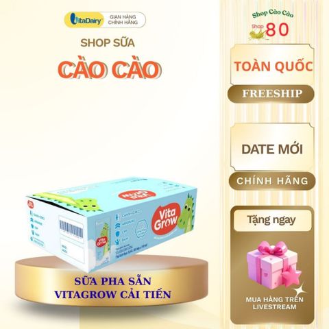 Sữa Dinh Dưỡng Vitagrow Hỗ Trợ Phát Triển Chiều Cao - Thùng 48 Hộp Cho Bé Trên 1 Tuổi, Vitamin & Khoáng Chất Thiết Yếu