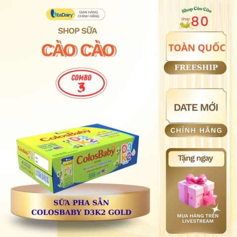 Sữa Dinh Dưỡng Colosbaby D3K2 Gold Thùng 24 Hộp - Tăng Chiều Cao, Khỏe Mạnh Xương Răng, Dành Cho Bé Trên 1 Tuổi