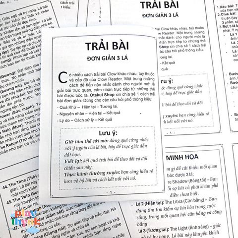 Tờ Hướng Dẫn Giải Bài Clow Sakura Đơn Giản - In A4 Chất Lượng, Phương Pháp Trải Bài Dễ Dàng Cho Người Mới Bắt Đầu
