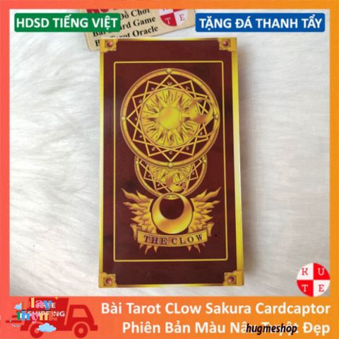 Thẻ Tarot Clow Cardcaptor Sakura 56 Lá Bài + Đá Thanh Tẩy & Hướng Dẫn Tiếng Việt - Quà Tặng Fan Anime Chính Hãng