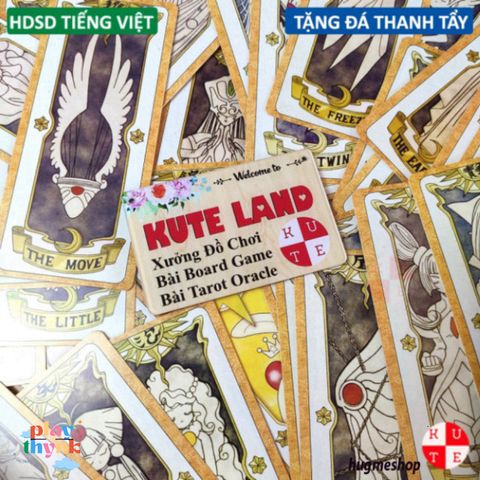 Thẻ Tarot Clow Cardcaptor Sakura 56 Lá Bài + Đá Thanh Tẩy & Hướng Dẫn Tiếng Việt - Quà Tặng Fan Anime Chính Hãng