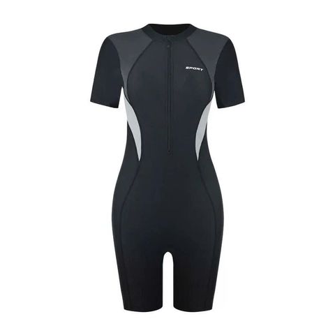 Đồ Bơi Thể Thao Nữ Một Mảnh Kín Đáo Có Miếng Đệm Ngực - Bikini Cool Đen Năng Động Đi Biển, Chụp Ảnh
