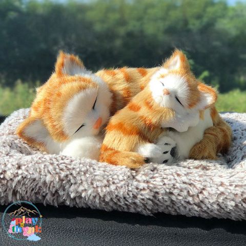 Mèo Vằn Vàng Bông 99% Khử Mùi - Thú Bông Hoạt Tính Trang Trí Xe Hơi, Bố Mẹ Con Nằm Ngủ Dễ Thương, Cải Thiện Không Khí Trong Xe