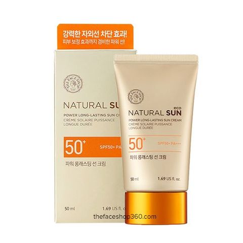 Kem Chống Nắng The Face Shop Power Long Lasting SPF50+ - Bảo Vệ Da Khỏi Tia UV, Dưỡng Ẩm, Phù Hợp Mùa Hè, Chính Hãng
