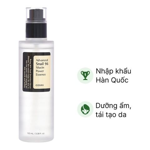 Tinh Chất Dưỡng Ẩm Cosrx Advanced Snail 96 Mucin Power Essence 100ml - Tái Tạo và Phục Hồi Da, Phù Hợp Với Da Nhạy Cảm
