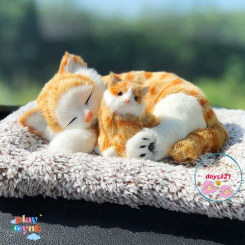 Gấu Bông Mèo Vằn Vàng - Phụ Kiện Khử Mùi Ô Tô Với Lõi Than Hoạt Tính - Trang Trí Đáng Yêu Cho Xe Hơi