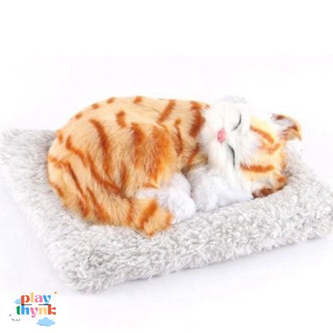 Gấu Bông Mèo Vằn Vàng - Phụ Kiện Khử Mùi Ô Tô Với Lõi Than Hoạt Tính - Trang Trí Đáng Yêu Cho Xe Hơi