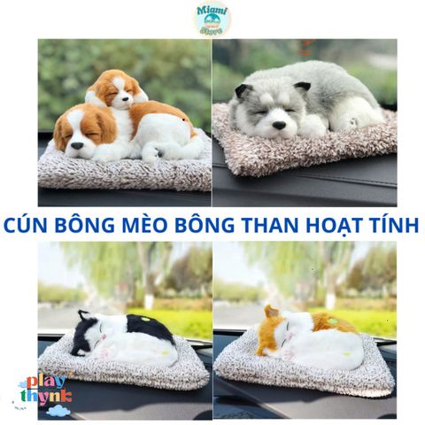 Chó Mèo Bông Than Hoạt Tính - Trang Trí Ô Tô, Khử Mùi, Hút Ẩm Hiệu Quả, Có Tiếng Kêu, Đồ Chơi Xinh Xắn Cho Trẻ Nhỏ