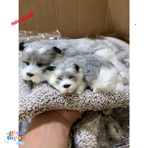 Cún Xám Bố Thú Nuôi Bông Giống Thật - Gấu Bông Lõi Than Hoạt Tính Khử Mùi Ô Tô, Phụ Kiện Tô Điểm Xe Hơi