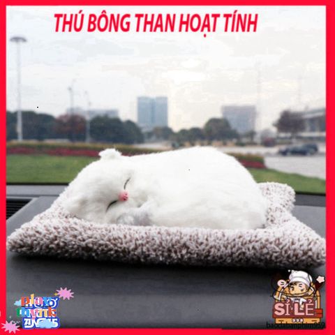 Thú Bông Ô Tô Hình Chó Mèo - Khử Mùi & Lọc Không Khí An Toàn Bằng Than Hoạt Tính - Phụ Kiện Trang Trí Xe Hơi Dễ Thương