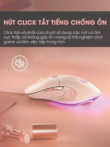 Chuột Gaming Có Dây BAK B8 - Chuột Im Lặng 6 Nút 8800 DPI Cho Game Thủ Nữ, Thiết Kế Đẹp Màu Sắc Tươi Tắn
