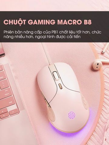 Chuột Gaming Có Dây BAK B8 - Chuột Im Lặng 6 Nút 8800 DPI Cho Game Thủ Nữ, Thiết Kế Đẹp Màu Sắc Tươi Tắn