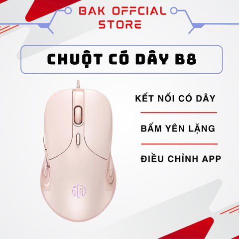 Chuột Gaming Có Dây BAK B8 - Chuột Im Lặng 6 Nút 8800 DPI Cho Game Thủ Nữ, Thiết Kế Đẹp Màu Sắc Tươi Tắn