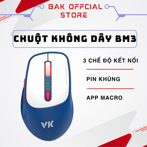 Chuột Không Dây Bluetooth Gaming BAK BM3 - Silent Chống Ồn, DPI Cao, Kết Nối Đa Thiết Bị, Phù Hợp Mọi Game
