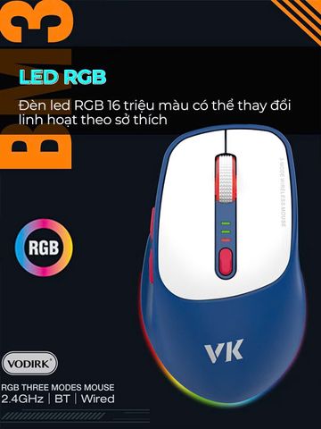 Chuột Không Dây Bluetooth Gaming BAK BM3 - Silent Chống Ồn, DPI Cao, Kết Nối Đa Thiết Bị, Phù Hợp Mọi Game