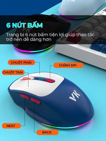 Chuột Không Dây Bluetooth Gaming BAK BM3 - Silent Chống Ồn, DPI Cao, Kết Nối Đa Thiết Bị, Phù Hợp Mọi Game