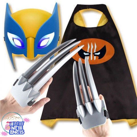 Bộ trang phục Người Sói Wolverine cho trẻ em - Mặt nạ phát sáng và áo choàng satin độc đáo - Hóa trang siêu anh hùng lý tưởng